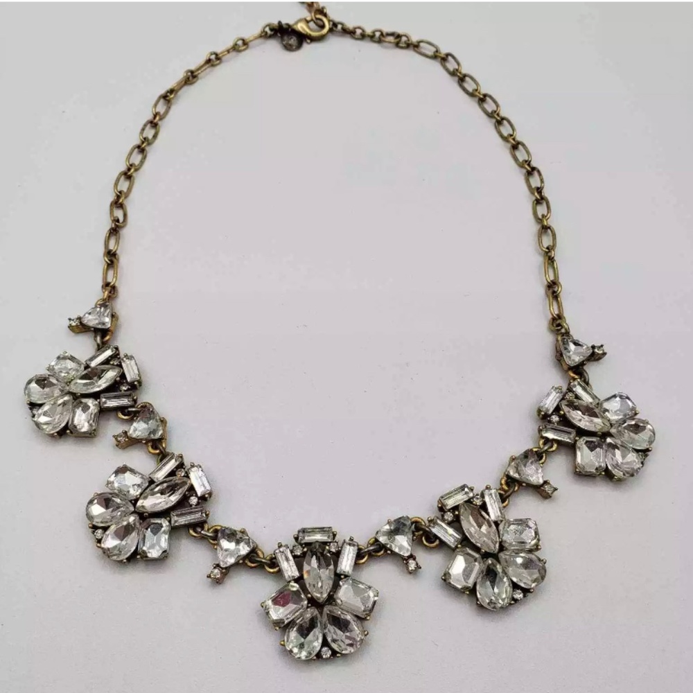 J. Crew Jeweled Statment Necklace in Antique Gold Women's Fashion Jewelry